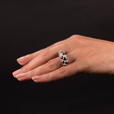 Kathrine Lindman-Seashell Ring 1 Rads Sølv/Mørk Grå-Norway Designs