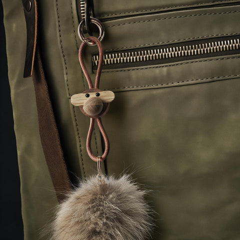 Ape Nøkkelring Teak/Lær