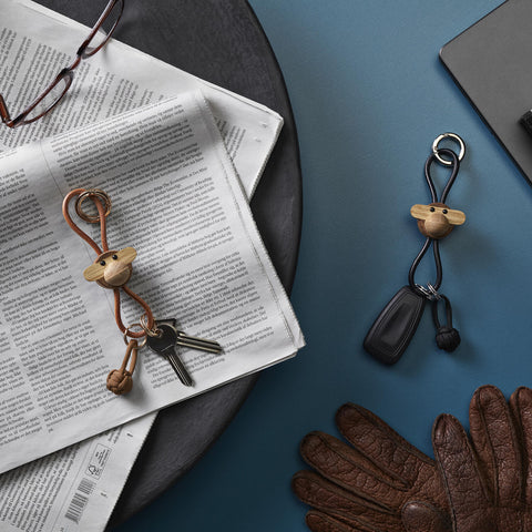 Ape Nøkkelring Teak/Lær