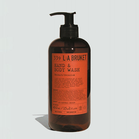 L:A Bruket - Hånd & Kroppssåpe No 339  Rabarbra / Geranium 450ml - Norway Designs
