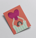 Lagom-Minikort "Striped Love Heart Girl"-Norway Designs