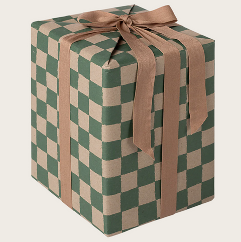 Gavepapir Checker 10m Grønn
