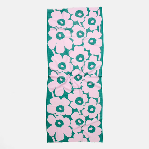 Marimekko-Fiore Unikko Skjerf Green/Pink-Norway Designs