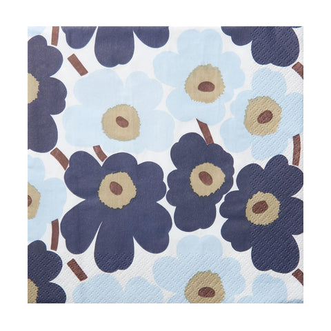 Mini Unikko Papirservietter 33x33cm Blå Marimekko