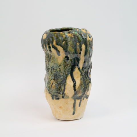 Marthine Spinnangr-Knopp Vase Stengods Stor Natur/Grønn-Norway Designs