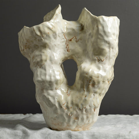 Marthine Spinanngr - Vase Ukiyo Steingods Hvit - Norway Designs