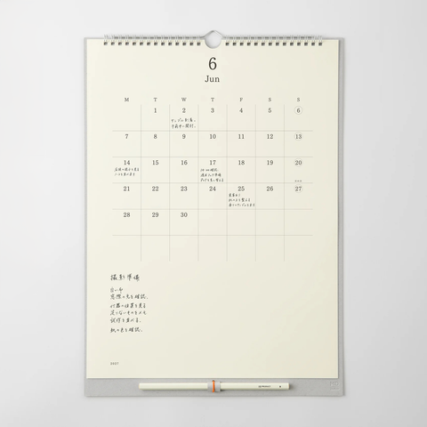 MD Veggkalender m/Blyant 2027 fra Midori