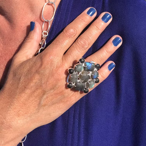 Mom of Sweden-US Ring Labradoritt Sølv-Norway Designs