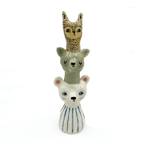 Moumonde-Bjørn og Katt Totem Skulptur-Norway Designs