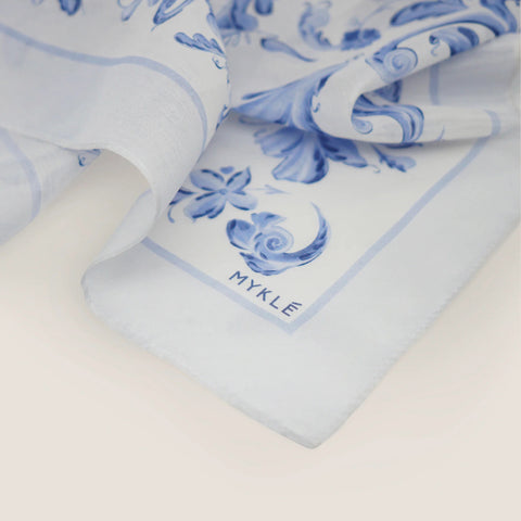 Mykle-Bomullsrose Skjerf Blå-Norway Designs