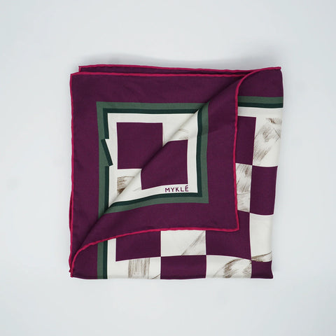 Myklé Ropes Damier Silkeskjerf 90x90cm Plum