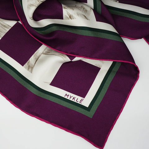 Myklé Ropes Damier Silkeskjerf 90x90cm Plum