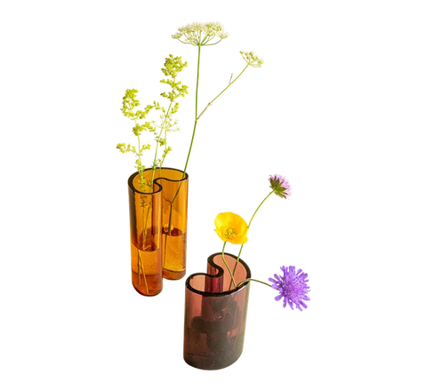 Noi doi Designstudio-Bror Vase H16cm Amber og Aubergine H11cm-Norway Designs
