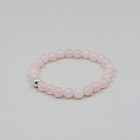 Norway Designs_Stenarmbånd Rosenkvarts/Sølvkule 8mm