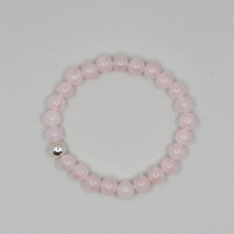 Norway Designs_Stenarmbånd Rosenkvarts/Sølvkule 8mm