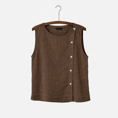 Nygårdsanna-Side Button Top Taupe-Norway Designs