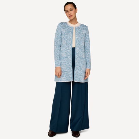Oleana-Long Signe Cardigan Lyseblå-Norway Design