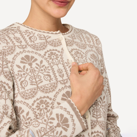 Oleana-Oddrun Cardigan Beige-Norway Designs