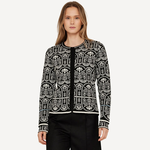 Oleana-Oddrun Cardigan Sort-Norway Designs