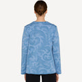 Rosemaling cardigan fra Oleana i merinoull og silke, glacier, blå