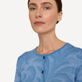 Rosemaling cardigan fra Oleana i merinoull og silke, glacier, blå