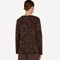 Rosemaling cardigan fra Oleana i merinoull og silke, Grounded, mørk brun