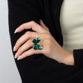 Opro-Sommerfugl Ring Forgylt/Emalje Petrol-Norway Designs