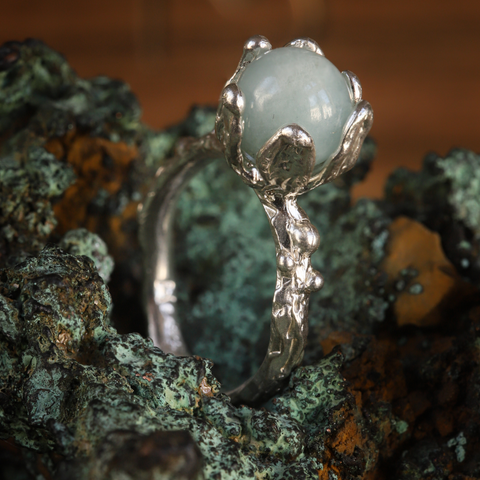 P-S Jewellery-Nett Ring Blå Jade/Sølv-Norway Designs