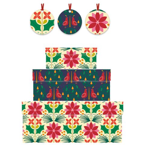 Penny Kennedy- Poinsetta and Patridge gaveesker-Norway Designs