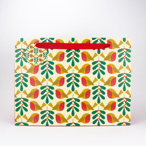 Penny Kennedy - Gavepose Robins & Mistletoe Shopper - Norway Designs