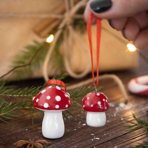 Juletrepynt Pluto Fluesopp 2st Rød/Hvit - Norway Designs