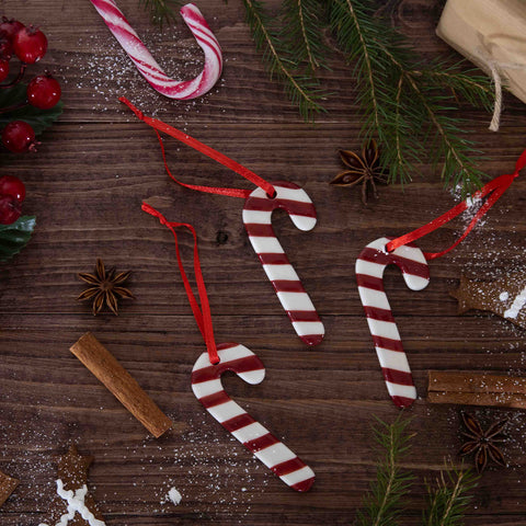 Juletrepynt Pluto Polkagris 3stk Rød/Hvit - Norway Designs