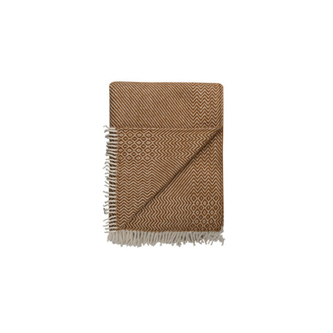 Røros Tweed - Kattefot Pledd Brent Oker - Norway Designs