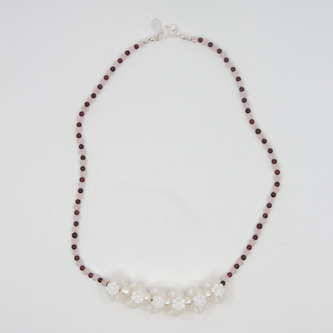 Rackar-Love Heart Halssmykke Rosenkvarts/Granat-Norway Designs