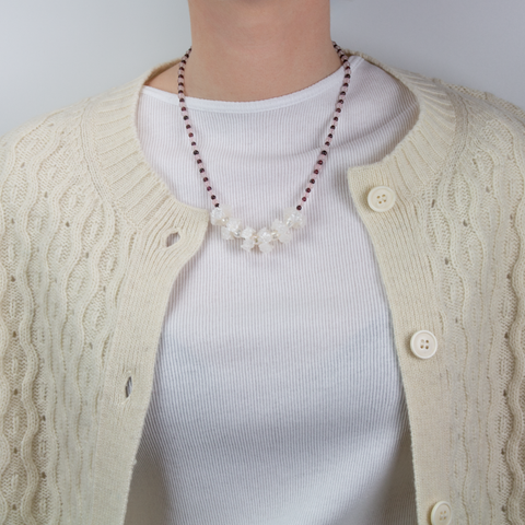 Rackar-Love Heart Halssmykke Rosenkvarts/Granat-Norway Designs