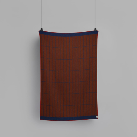 Røros Tweed Kassett Pledd Dark Blue Reddish Brown Norway Designs