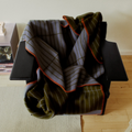 Røros Tweed Kassett Pledd Moss Green / Light Blue Grey Norway Designs