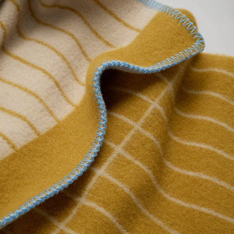 Røros Tweed Kassett Pledd Ochre Yellow Grey Beige Norway Designs