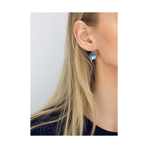 Round Earring W/Hook Silver/Winter blue
