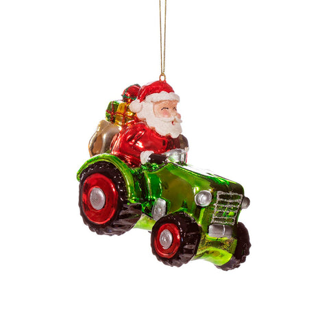 Juletrepynt Sass&Belle Julenisse På Traktor Rød/Grønn - Norway Designs