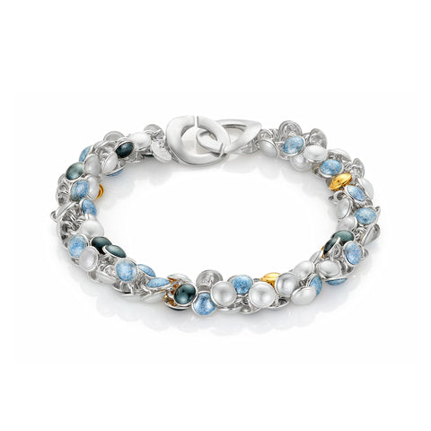 Kathrine Lindman Seashell 1 Row Bracelet Silver/Blue shell mix