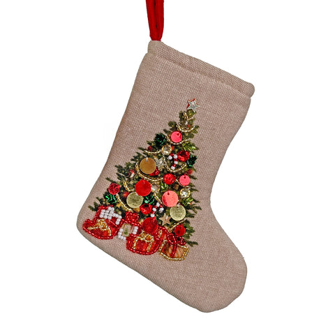 Shishi - Julestrømpe Juletre m Perler 16,5cm - Norway Designs