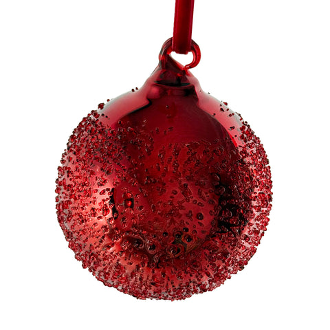Shishi - Julekule Glass 8cm Frosted Rød - Norway Designs