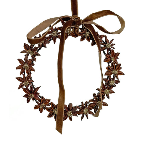 Shishi - Julekrans Stjerneanis 15cm Brun/Gull - Norway Designs