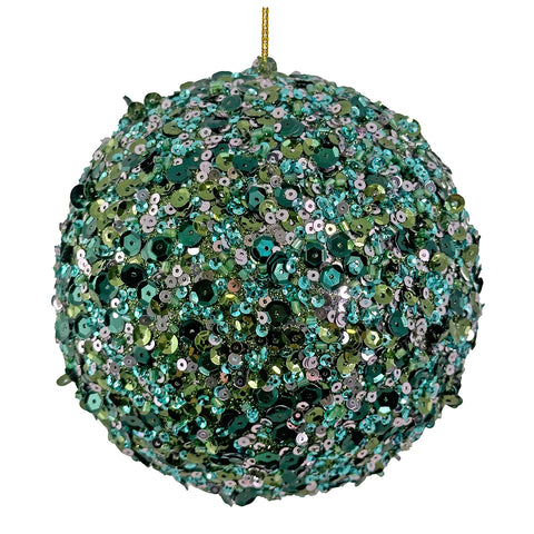 Shishi - Julekule Paljetter 12cm Grønn/Rosa - Norway Designs