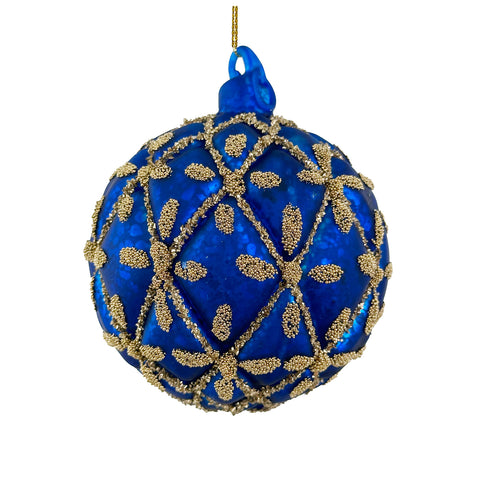 Shishi-Julekule Gold Beaded 8cm Blå-Norway Designs