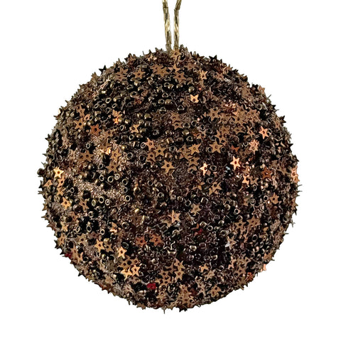 Shishi-Julekule Paljettrer/Stjerner 8cm Brun-Norway Designs