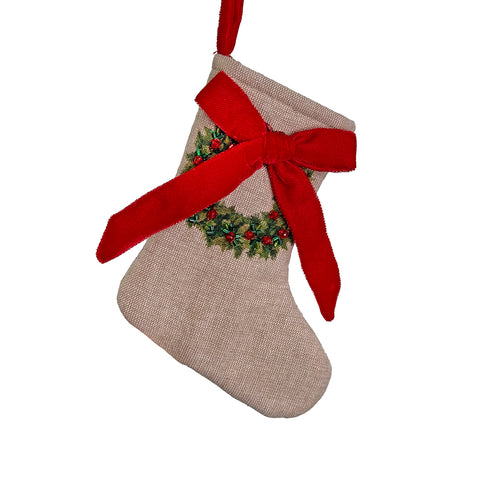 shishi-Julestrømpe Perlekrans og Fløyelsløyfe 16,5cm-Norway Designs