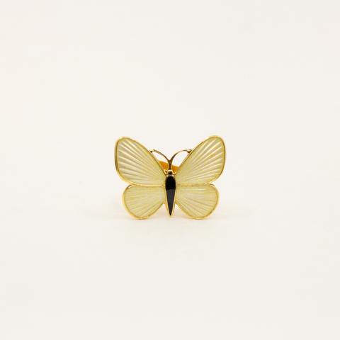 Opro-Sommerfugl Ring Forgylt/Emalje Champagne-orway Designs