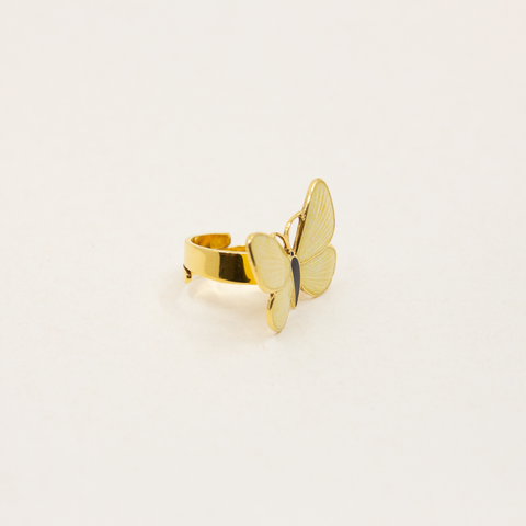 Opro-Sommerfugl Ring Forgylt/Emalje Champagne-orway Designs